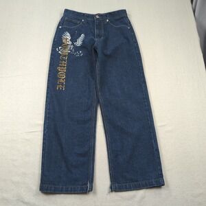 Vintage Southpole Jeans Womens 16 Blue Embelished Skater Baggy Wide Leg